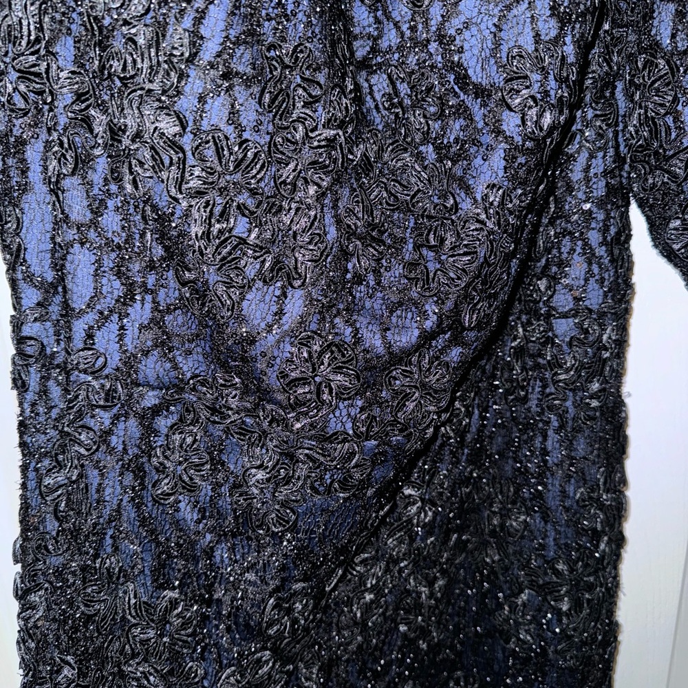 black and blue long dress